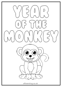 Year of the Monkey Free Printable Colouring Picture